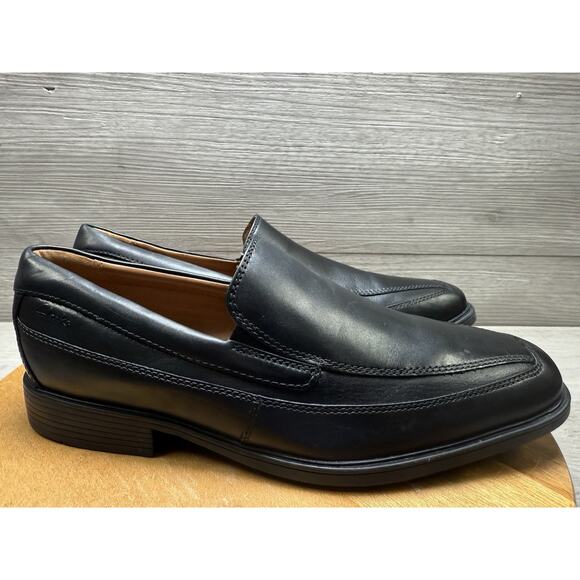 Clarks Men's Tilden Free Leather Formal Slip On Loafers Black Size 8 - Picture 1 of 10